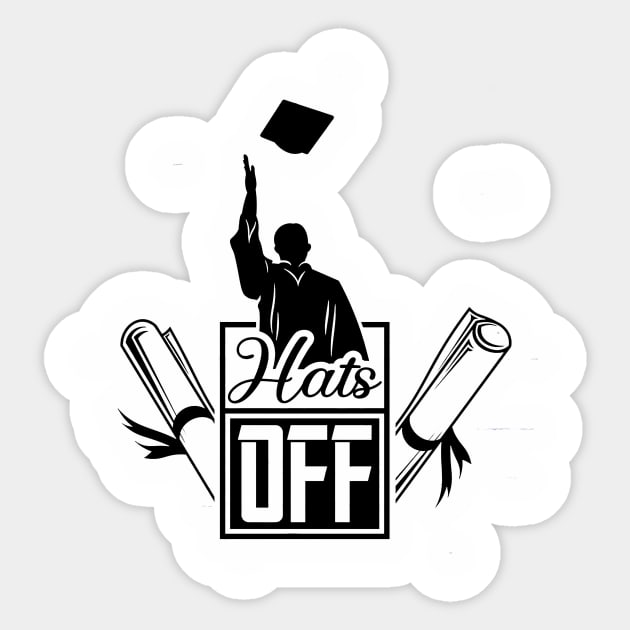 Hats Off Grad - Grad Cap Decorations DIY Graduation Sticker by joyjeff